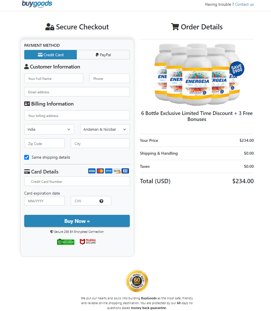 Energeia Secure Order Form